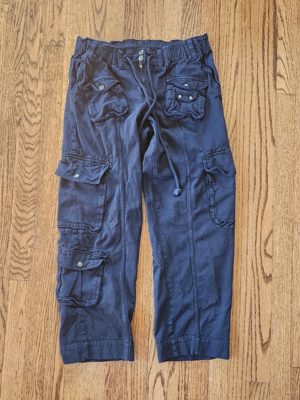Free People Black Elastic Waist Jogger Pants - We The Free Tahiti Pull-On Cargo